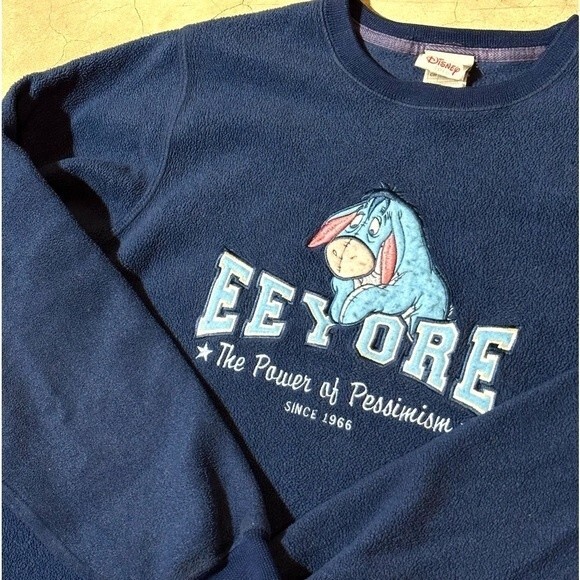 Disney Eeyore Fleece Crewneck Sweater Sweatshirt Size Small - Picture 2 of 7